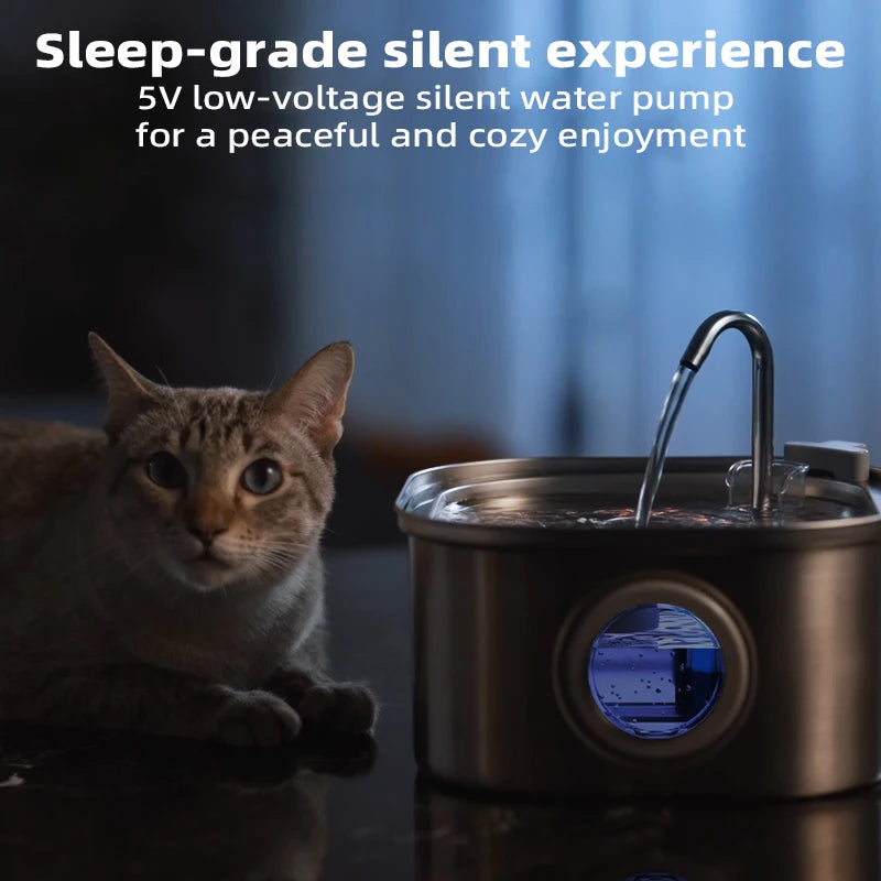 Stainless Steel Pet Water Fountain – Quiet, Fresh & Healthy Hydration