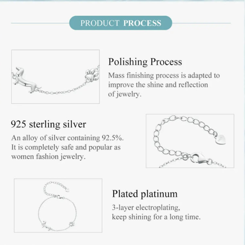 Sterling Silver Dachshund Bracelet