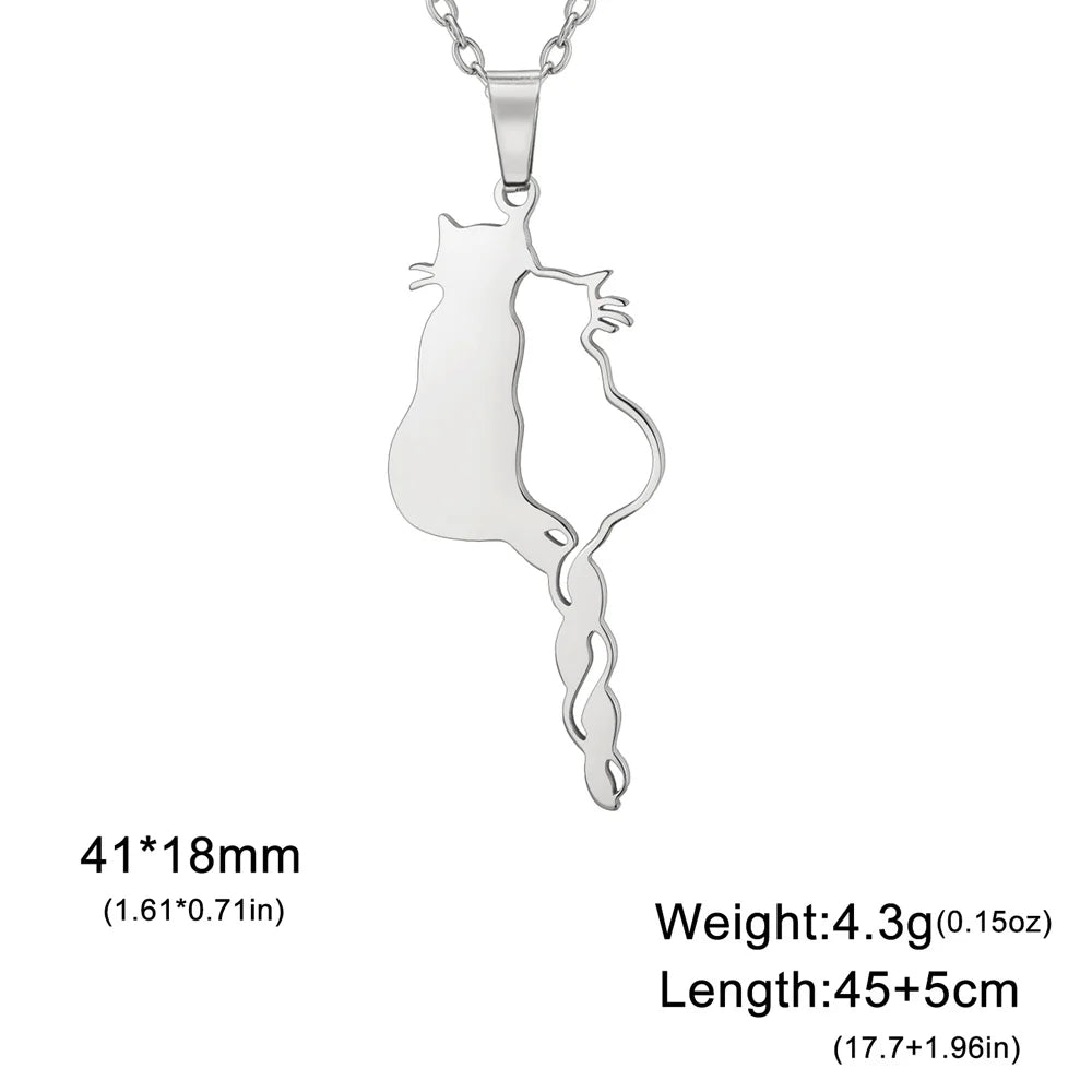 Elegant Cat Charm Necklace – Stainless Steel Pendant