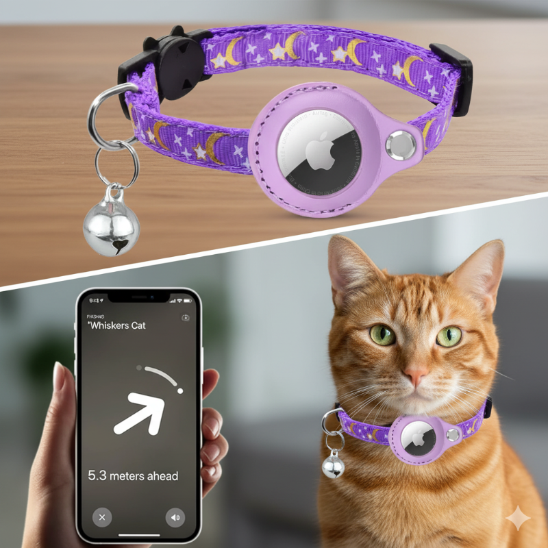 Luxury starlight collar for cats – stylish, safe, and AirTag compatible