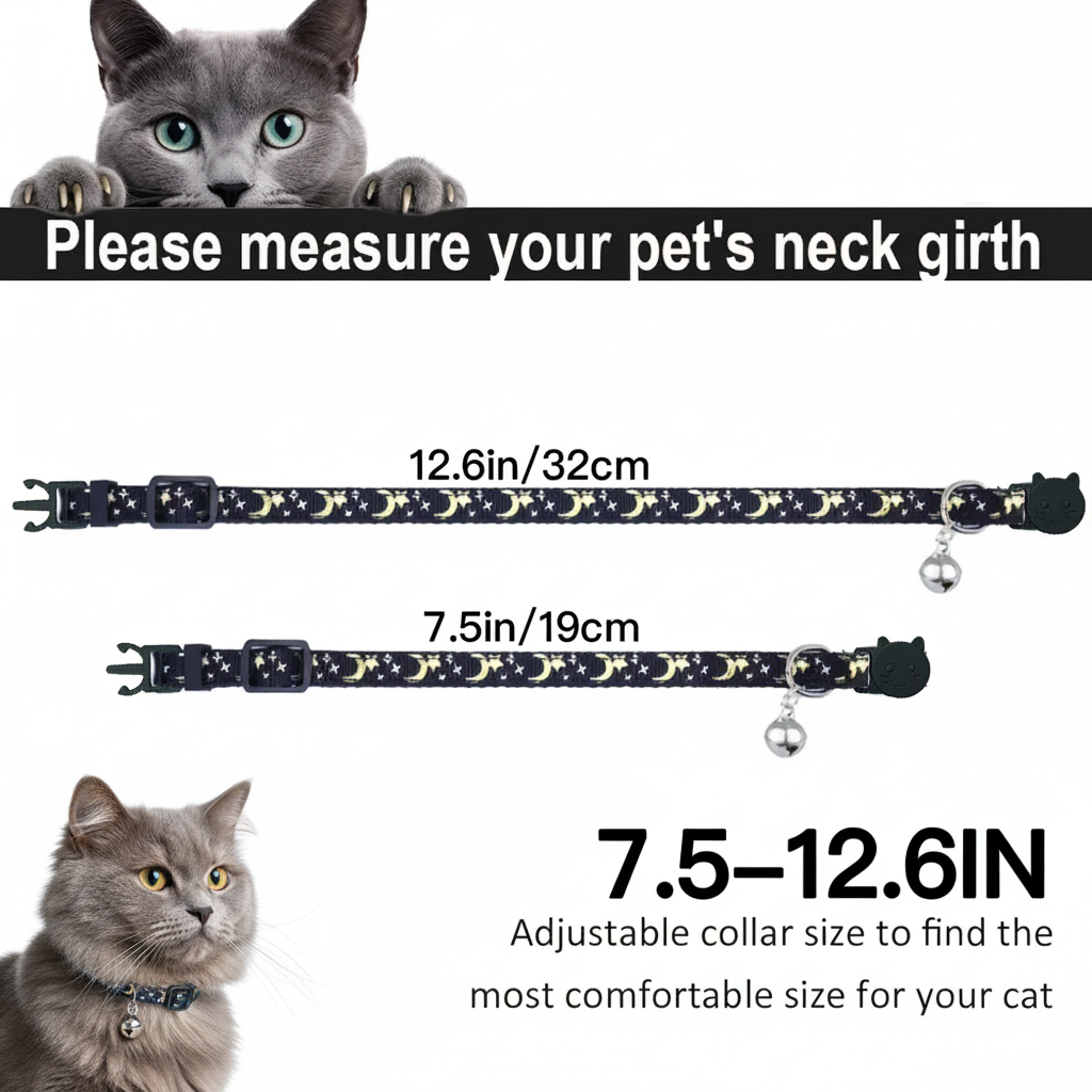 Starlight Cat Collar – Elegant Breakaway with Airtag Case