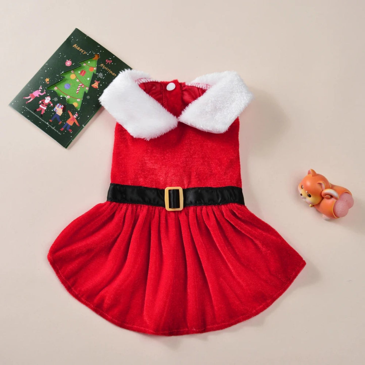 Festive Velvet Pet Outfit – Santa-Inspired Elegance & Comfort