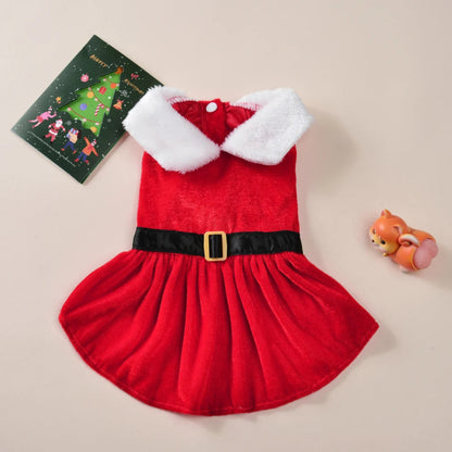 Festive Velvet Pet Outfit – Santa-Inspired Elegance & Comfort