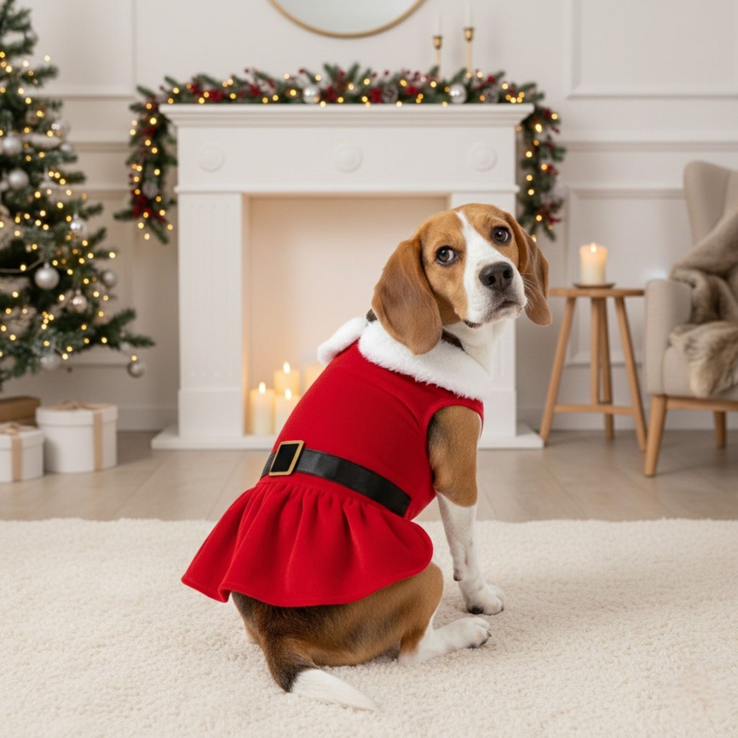 Festive Velvet Pet Outfit – Santa-Inspired Elegance & Comfort