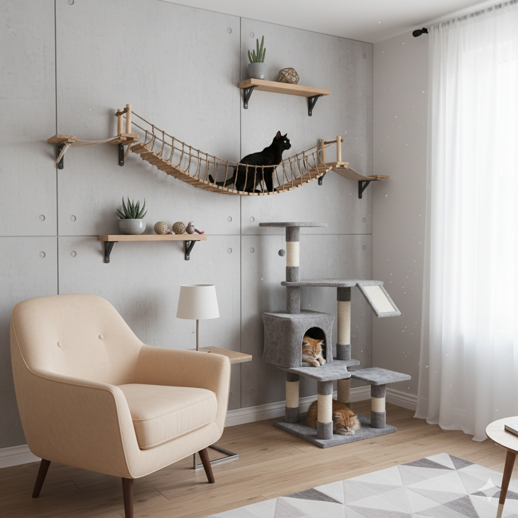 FofiPet Wall-Mounted Cat Bridge – Premium Design for Play, Rest, and Style