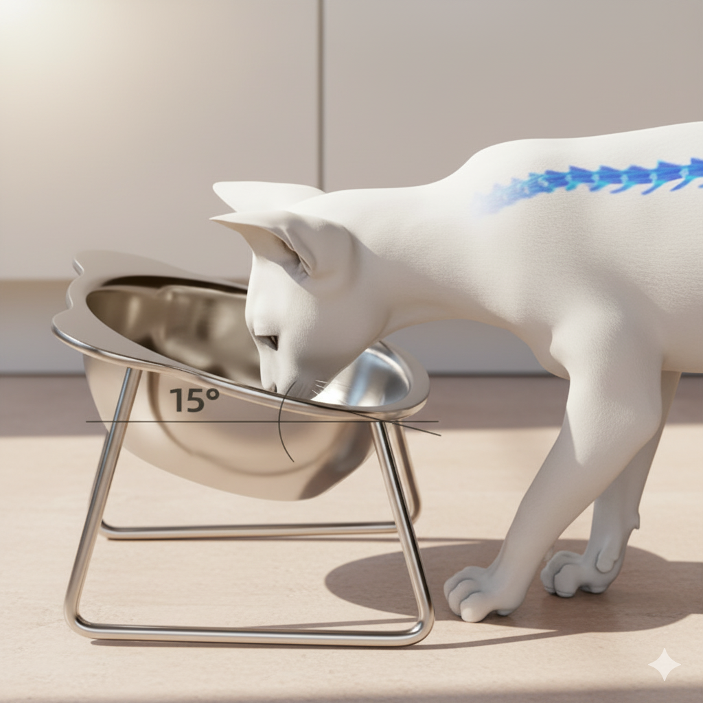 Ergonomic Cat Bowl Holder – Eco-Friendly Stainless Steel Cat Feeder
