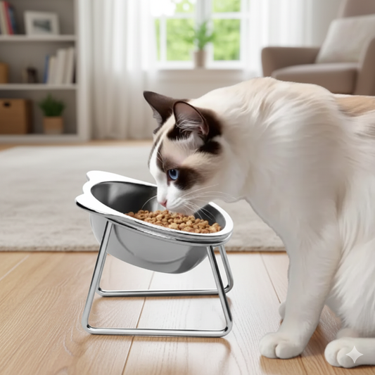 Ergonomic Cat Bowl Holder – Eco-Friendly Stainless Steel Cat Feeder