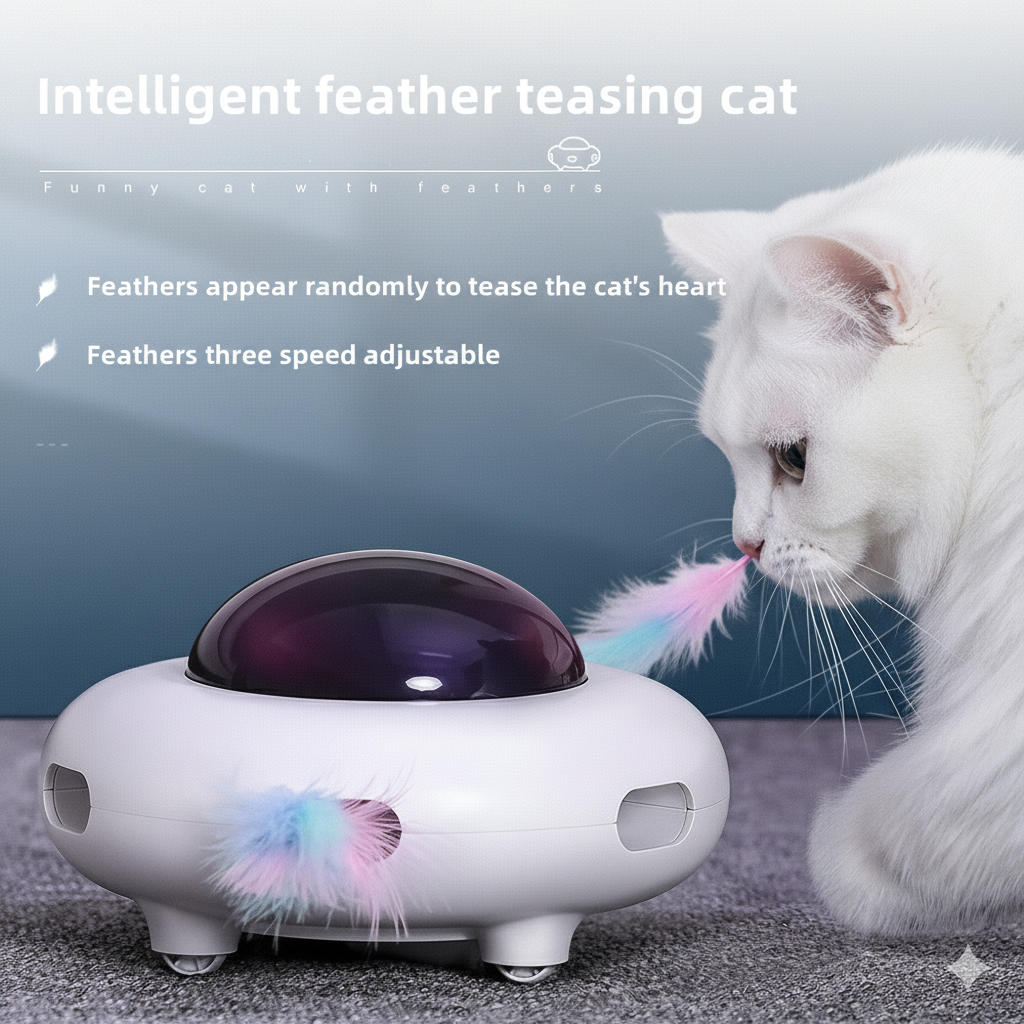 UFO Smart Cat Teaser – Interactive Feather Toy