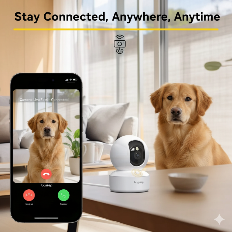 Smart Pet Camera 2K – 360° View, Two-Way Talk & Night Vision