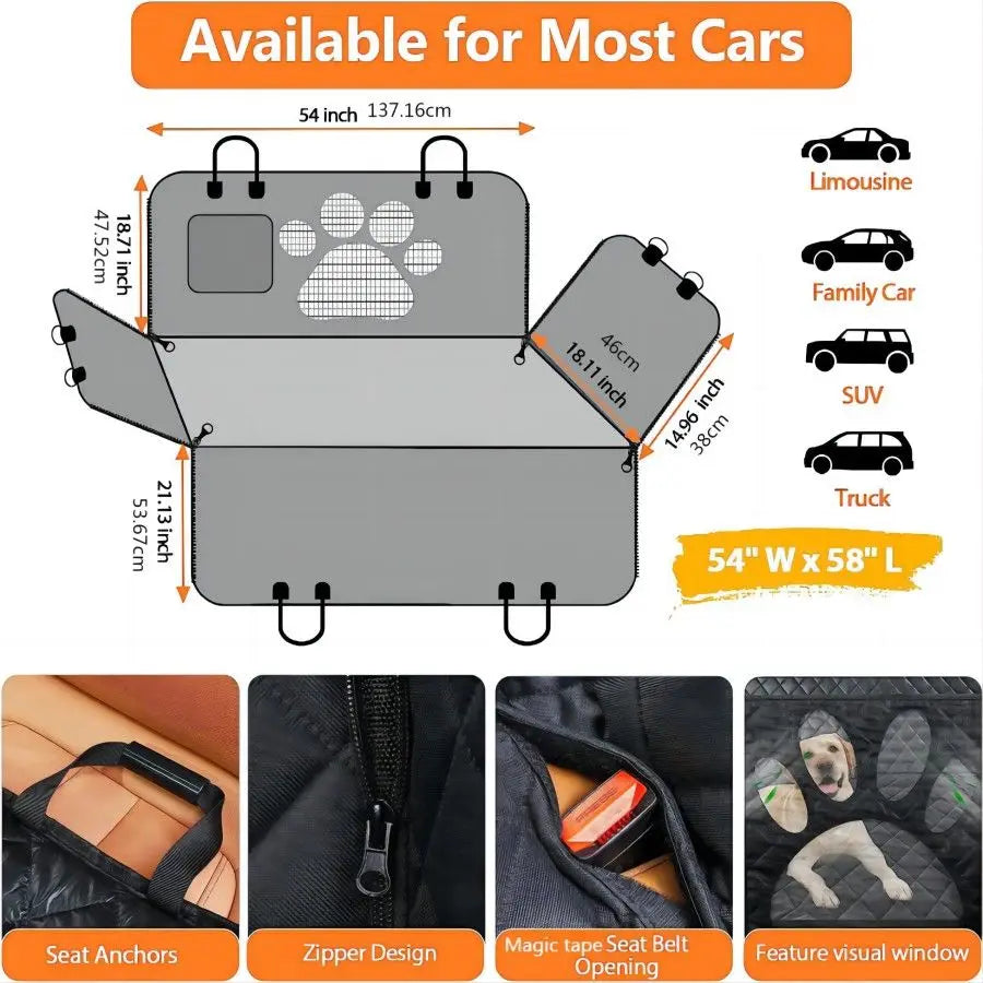 Dog Car Seat Protector – Durable, Waterproof & Secure Pet Travel