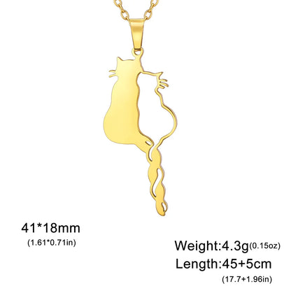 Elegant Cat Charm Necklace – Stainless Steel Pendant