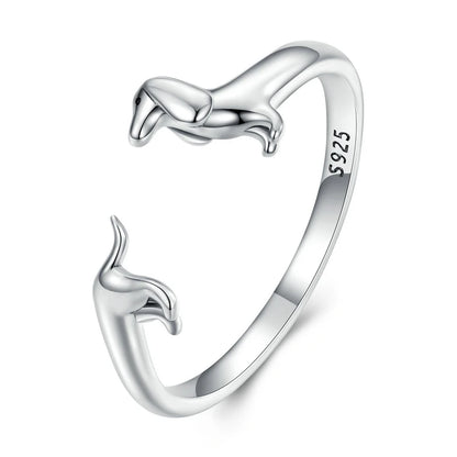 Dachshund Love Ring – 925 Sterling Silver Adjustable