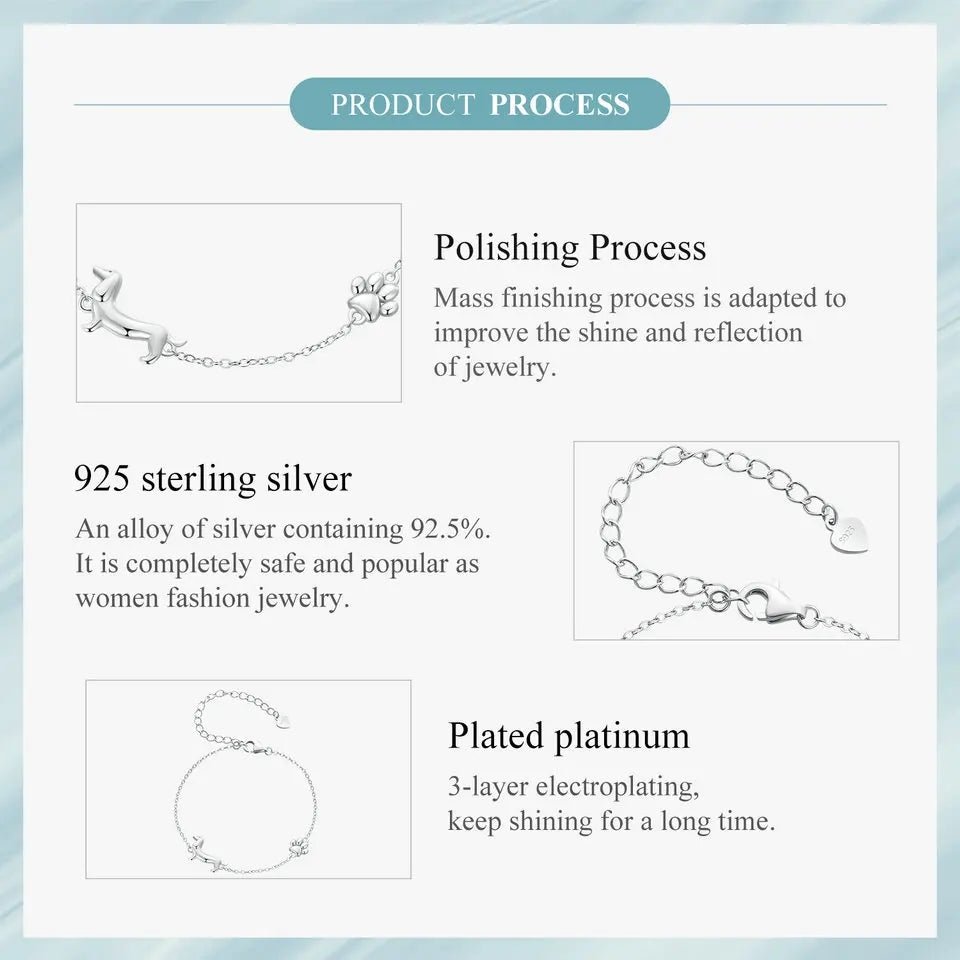 Sterling Silver Dachshund Bracelet