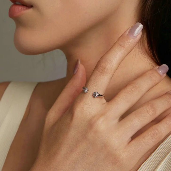 Elegant Pet Paw Ring – Adjustable 925 Sterling Silver Design