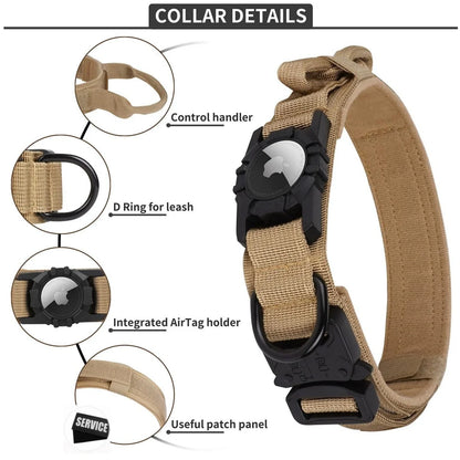 Adjustable Pet Collar with AirTag Case – Durable Nylon Design with Secure Metal Buckle