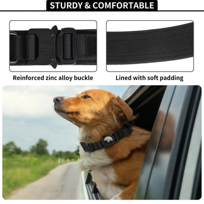 Adjustable Pet Collar with AirTag Case – Durable Nylon Design with Secure Metal Buckle