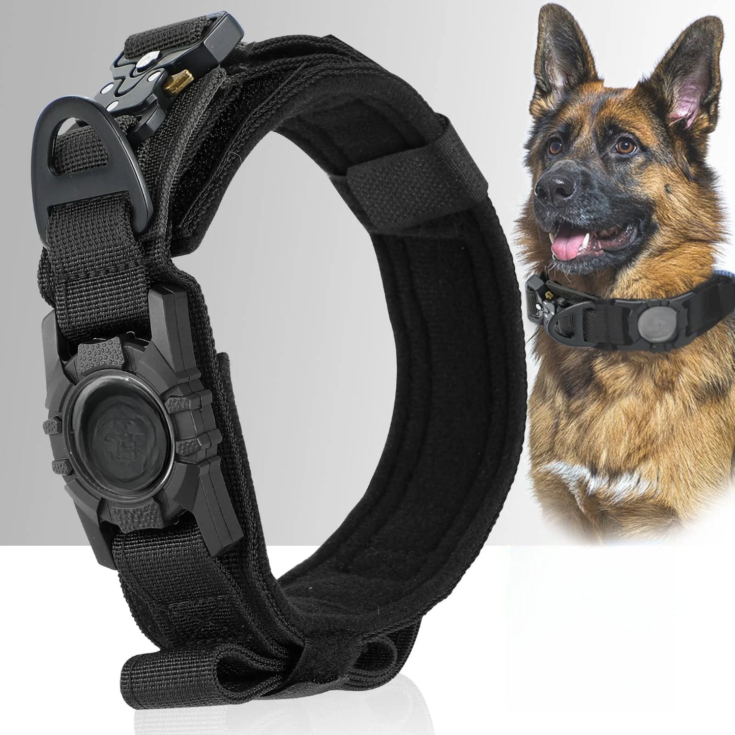 Adjustable Pet Collar with AirTag Case – Durable Nylon Design with Secure Metal Buckle
