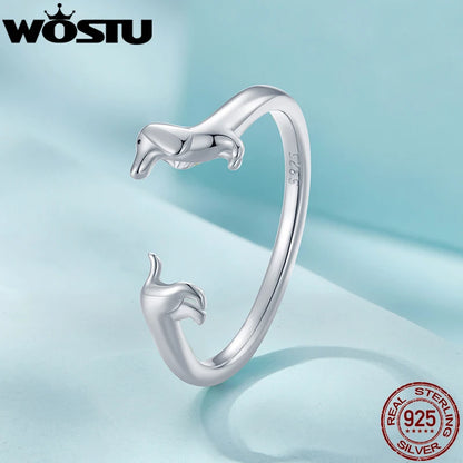 Dachshund Love Ring – 925 Sterling Silver Adjustable