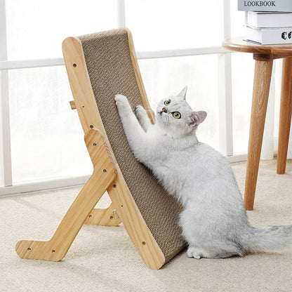 PurrPlay Wooden Cat Scratcher – 5-in-1 Reversible Bed & Toy