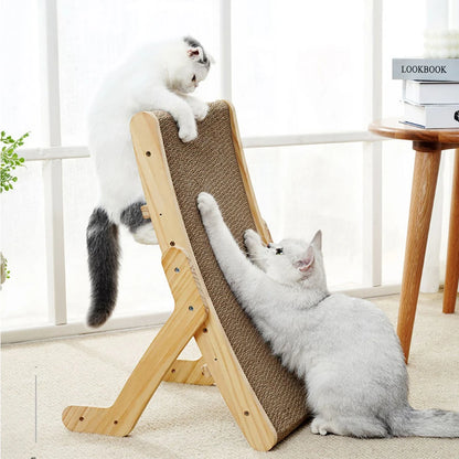 PurrPlay Wooden Cat Scratcher – 5-in-1 Reversible Bed & Toy
