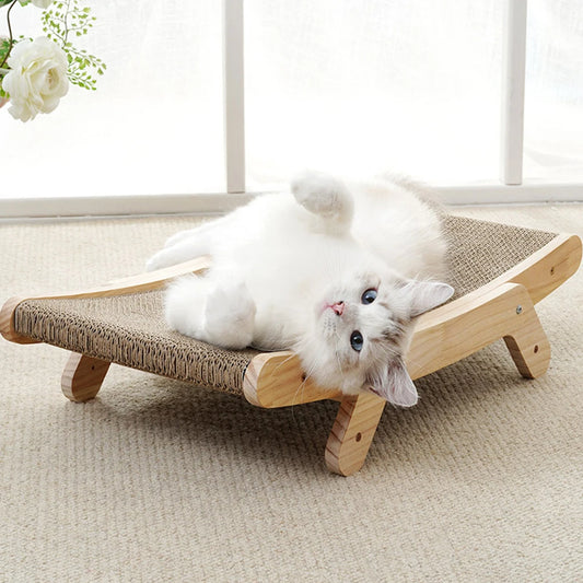 PurrPlay Wooden Cat Scratcher – 5-in-1 Reversible Bed & Toy