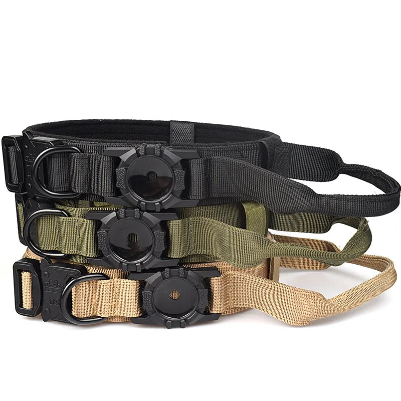 Adjustable Pet Collar with AirTag Case – Durable Nylon Design with Secure Metal Buckle