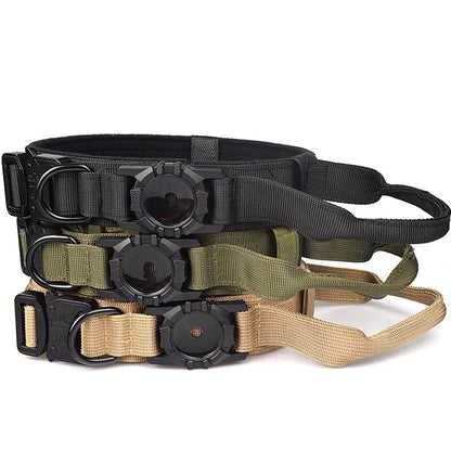 Adjustable Pet Collar with AirTag Case – Durable Nylon Design with Secure Metal Buckle