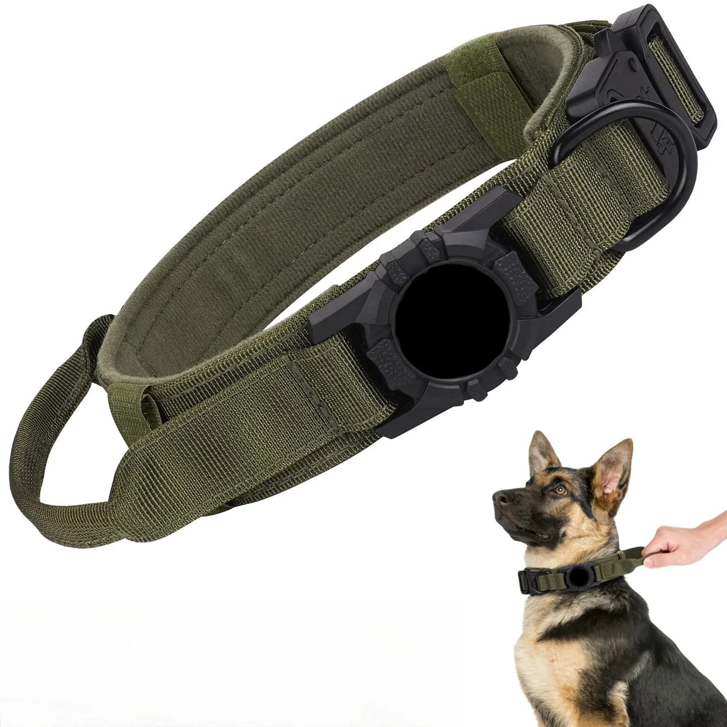 Adjustable Pet Collar with AirTag Case – Durable Nylon Design with Secure Metal Buckle