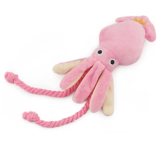 Squidgy Octopus – Plush Rope Toy with Squeak