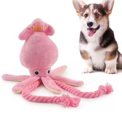 Squidgy Octopus – Plush Rope Toy with Squeak