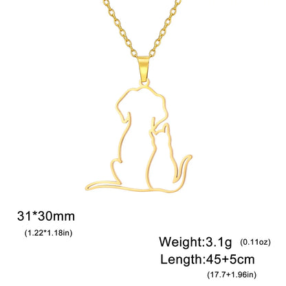 Pet Lovers Necklace – Elegant Puppy & Kitten Embrace Pendant