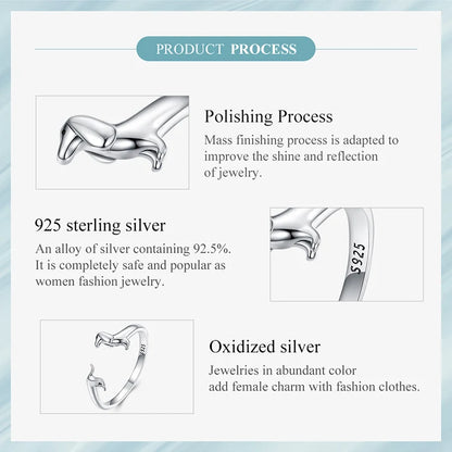 Dachshund Love Ring – 925 Sterling Silver Adjustable