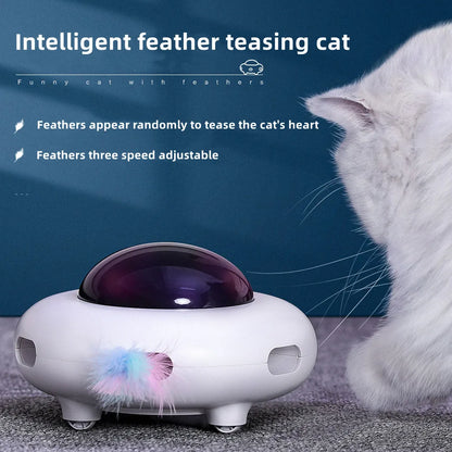 UFO Smart Cat Teaser – Interactive Feather Toy