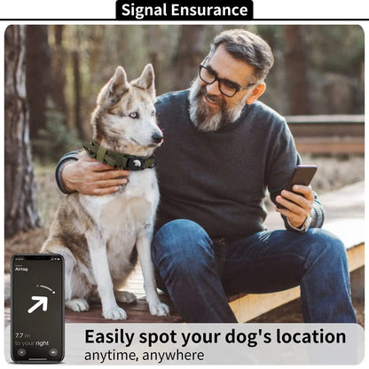 Adjustable Pet Collar with AirTag Case – Durable Nylon Design with Secure Metal Buckle