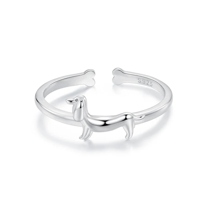 Dachshund Love Ring – 925 Sterling Silver Adjustable