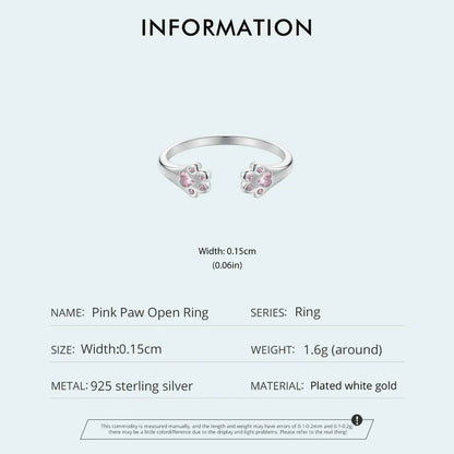 Elegant Pet Paw Ring – Adjustable 925 Sterling Silver Design