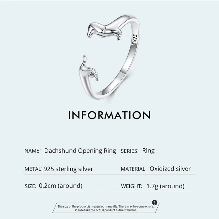 Dachshund Love Ring – 925 Sterling Silver Adjustable