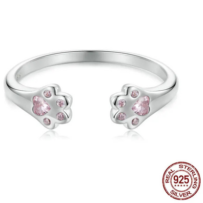 Elegant Pet Paw Ring – Adjustable 925 Sterling Silver Design