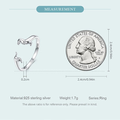 Dachshund Love Ring – 925 Sterling Silver Adjustable