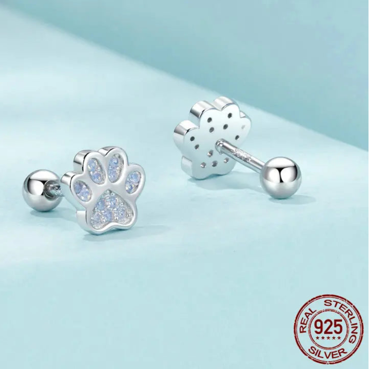 Delicate Paw Earrings – 925 Sterling Silver Earrings