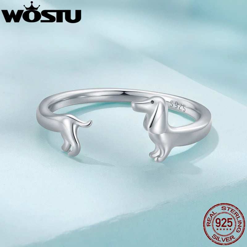 Dachshund Love Ring – 925 Sterling Silver Adjustable