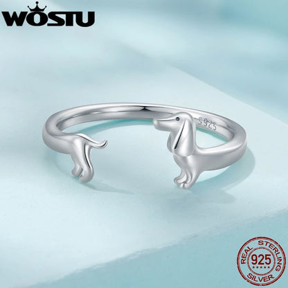 Dachshund Love Ring – 925 Sterling Silver Adjustable