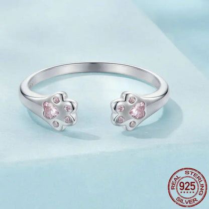 Elegant Pet Paw Ring – Adjustable 925 Sterling Silver Design