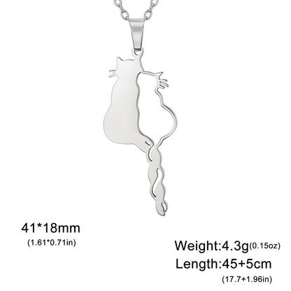 Elegant Cat Charm Necklace – Stainless Steel Pendant