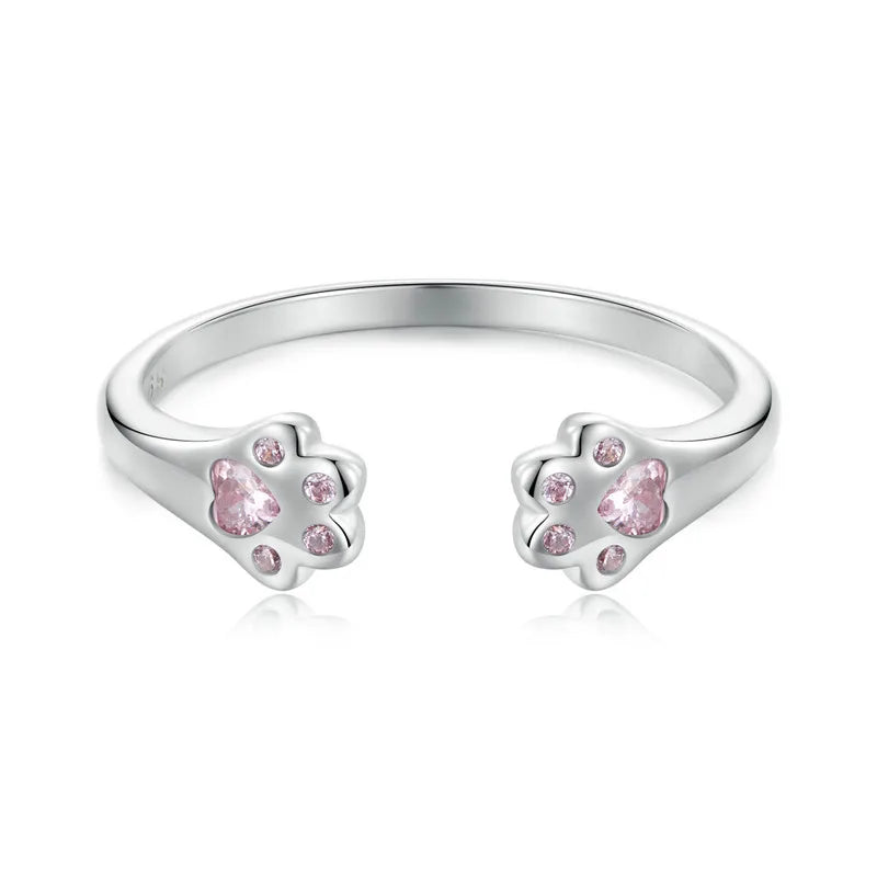 Elegant Pet Paw Ring – Adjustable 925 Sterling Silver Design