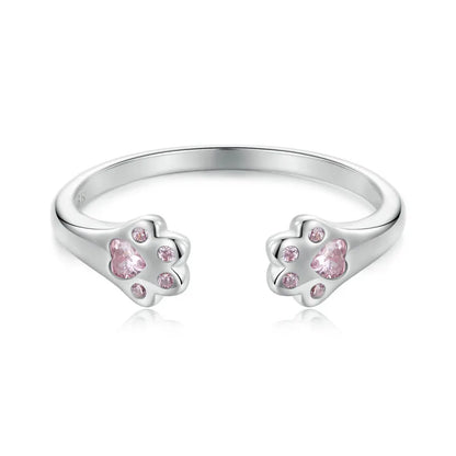 Elegant Pet Paw Ring – Adjustable 925 Sterling Silver Design
