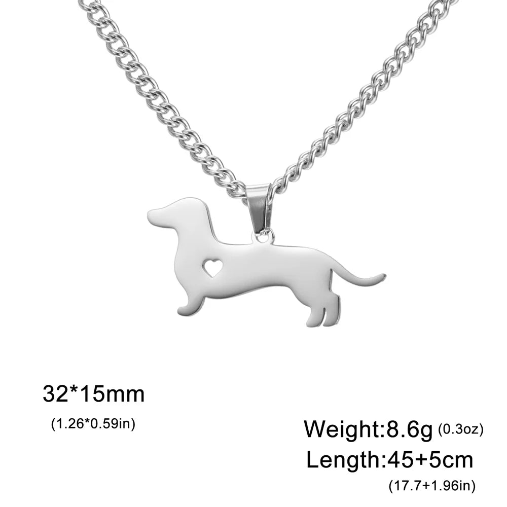 Dachshund Charm Necklace – Stainless Steel Pendant