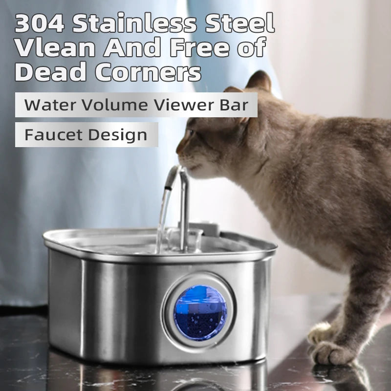 Stainless Steel Pet Water Fountain – Quiet, Fresh & Healthy Hydration