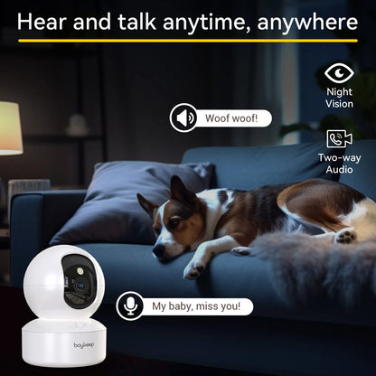 Smart Pet Camera 2K – 360° View, Two-Way Talk & Night Vision
