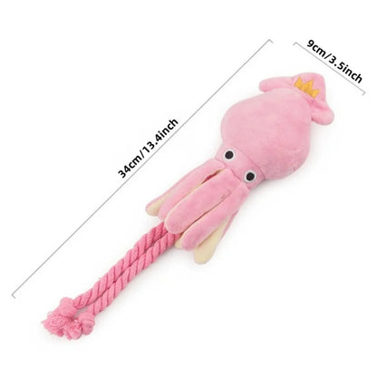 Squidgy Octopus – Plush Rope Toy with Squeak